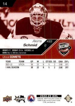 2022-23 Upper Deck AHL - Exclusives #14 Akira Schmid Back