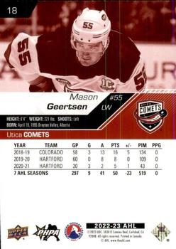 2022-23 Upper Deck AHL - Exclusives #18 Mason Geertsen Back