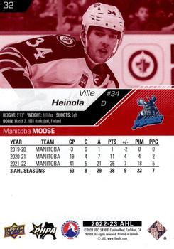 2022-23 Upper Deck AHL - Exclusives #32 Ville Heinola Back