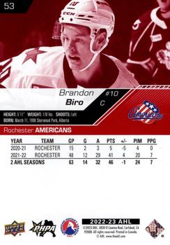 2022-23 Upper Deck AHL - Exclusives #53 Brandon Biro Back