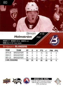 2022-23 Upper Deck AHL - Exclusives #80 Simon Holmstrom Back