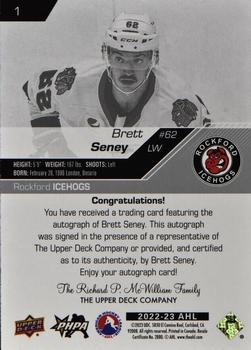 2022-23 Upper Deck AHL - Autographs #1 Brett Seney Back