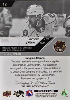 2022-23 Upper Deck AHL - Autographs #12 Garrett Pilon Back