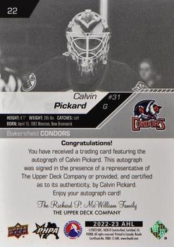 2022-23 Upper Deck AHL - Autographs #22 Calvin Pickard Back