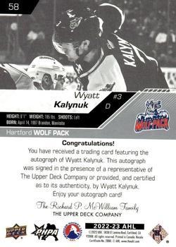 2022-23 Upper Deck AHL - Autographs #58 Wyatt Kalynuk Back