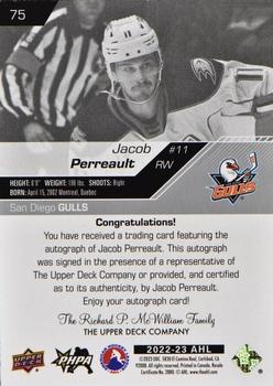 2022-23 Upper Deck AHL - Autographs #75 Jacob Perreault Back
