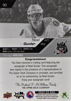 2022-23 Upper Deck AHL - Autographs #90 Noel Gunler Back