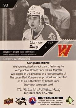 2022-23 Upper Deck AHL - Autographs #93 Connor Zary Back