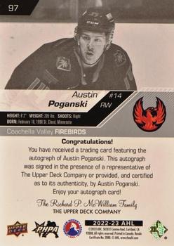 2022-23 Upper Deck AHL - Autographs #97 Austin Poganski Back