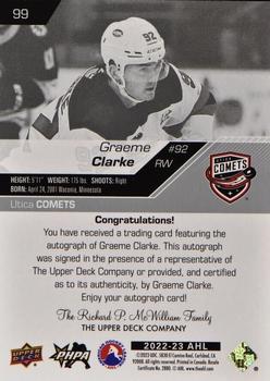 2022-23 Upper Deck AHL - Autographs #99 Graeme Clarke Back