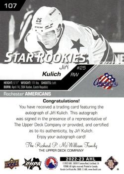 2022-23 Upper Deck AHL - Autographs #107 Jiri Kulich Back