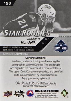 2022-23 Upper Deck AHL - Autographs #126 Jachym Kondelik Back