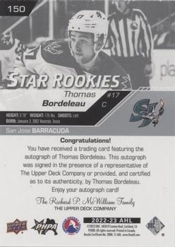 2022-23 Upper Deck AHL - Autographs #150 Thomas Bordeleau Back
