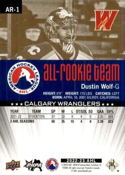 2022-23 Upper Deck AHL - AHL All-Rookie Team Gold #AR-1 Dustin Wolf Back