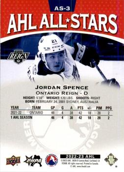 2022-23 Upper Deck AHL - AHL All-Stars Red #AS-3 Jordan Spence Back