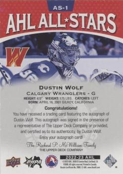 2022-23 Upper Deck AHL - AHL All-Stars Autographs #AS-1 Dustin Wolf Back