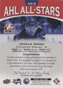 2022-23 Upper Deck AHL - AHL All-Stars Autographs #AS-2 Jordan Gross Back