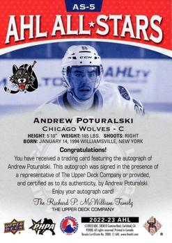 2022-23 Upper Deck AHL - AHL All-Stars Autographs #AS-5 Andrew Poturalski Back