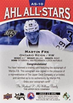 2022-23 Upper Deck AHL - AHL All-Stars Autographs #AS-10 Martin Frk Back