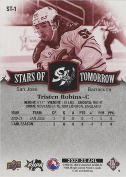 2022-23 Upper Deck AHL - Stars of Tomorrow Red #ST-1 Tristen Robins Back