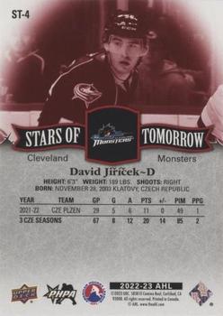 2022-23 Upper Deck AHL - Stars of Tomorrow Red #ST-4 David Jiricek Back