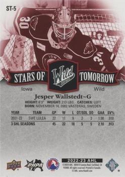 2022-23 Upper Deck AHL - Stars of Tomorrow Red #ST-5 Jesper Wallstedt Back