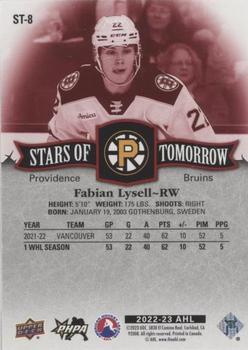 2022-23 Upper Deck AHL - Stars of Tomorrow Red #ST-8 Fabian Lysell Back