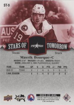 2022-23 Upper Deck AHL - Stars of Tomorrow Red #ST-9 Mavrik Bourque Back
