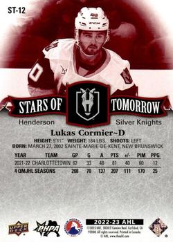 2022-23 Upper Deck AHL - Stars of Tomorrow Red #ST-12 Lukas Cormier Back