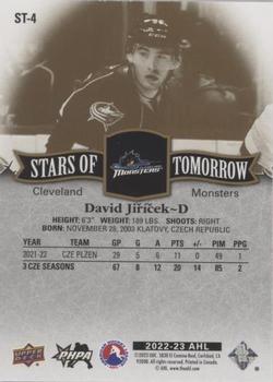 2022-23 Upper Deck AHL - Stars of Tomorrow Gold #ST-4 David Jiricek Back