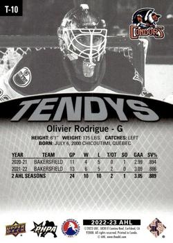 2022-23 Upper Deck AHL - Tendys #T-10 Olivier Rodrigue Back