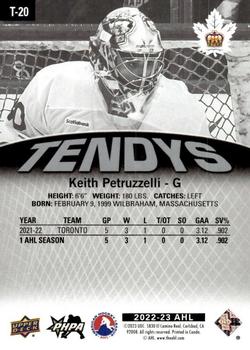 2022-23 Upper Deck AHL - Tendys #T-20 Keith Petruzzelli Back