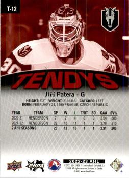 2022-23 Upper Deck AHL - Tendys Red #T-12 Jiri Patera Back