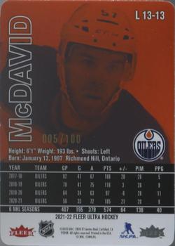 2021-22 Ultra - Lucky 13 Gold Achievements #L 13-13 Connor McDavid Back
