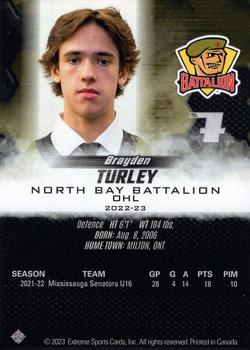 2022-23 Extreme North Bay Battalion (OHL) #NNO Brayden Turley Back