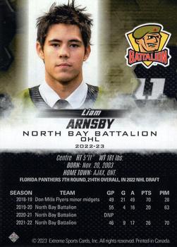 2022-23 Extreme North Bay Battalion (OHL) #NNO Liam Arnsby Back