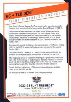 2022-23 Choice Flint Firebirds (OHL) #25 Ted Dent Back