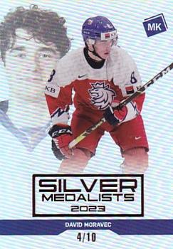 2022-23 Moje karticky Czech Ice Hockey Team - Silver Medalists U20 Red #SM-08 David Moravec Front
