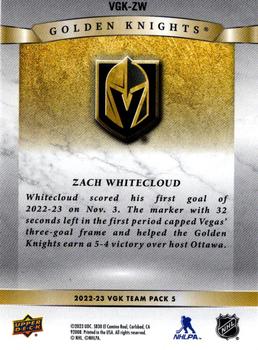 2022-23 Upper Deck Vegas Golden Knights #VGK-ZW Zach Whitecloud Back