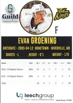 2022-23 Brandon Wheat Kings (WHL) #NNO Evan Groening Back