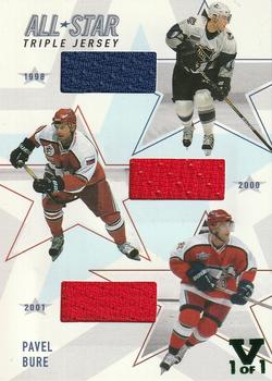 2015-16 In The Game Final Vault - 2002-03 Be A Player Memorabilia - All-Star Triple Jerseys (Green Vault Stamp) #ASTJ-03 Pavel Bure Front