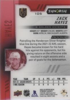 2022-23 Upper Deck Synergy - Red #105 Zack Hayes Back