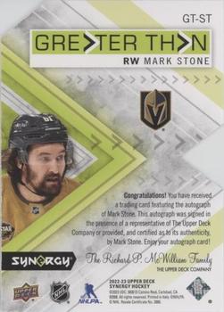 2022-23 Upper Deck Synergy - Greater Than Signatures #GT-ST Mark Stone Back