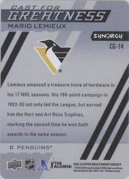 2022-23 Upper Deck Synergy - Cast for Greatness #CG-14 Mario Lemieux Back