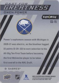 2022-23 Upper Deck Synergy - Cast for Greatness #CG-15 Owen Power Back
