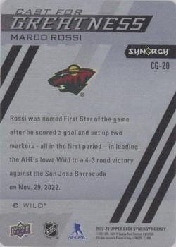 2022-23 Upper Deck Synergy - Cast for Greatness #CG-20 Marco Rossi Back