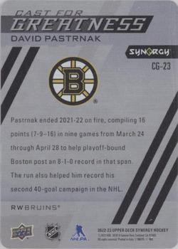 2022-23 Upper Deck Synergy - Cast for Greatness #CG-23 David Pastrnak Back