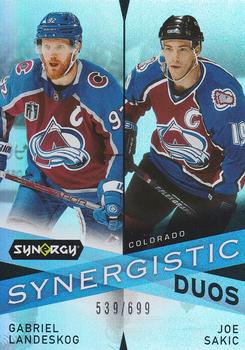 2022-23 Upper Deck Synergy - Synergistic Duos Star-Legend #SD-10 Gabriel Landeskog / Joe Sakic Front
