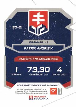2023 SportZoo Hokejové Slovensko - Slovensko 20 #SD-01 Patrik Andrisik Back