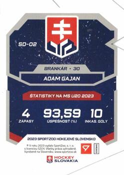 2023 SportZoo Hokejové Slovensko - Slovensko 20 #SD-02 Adam Gajan Back